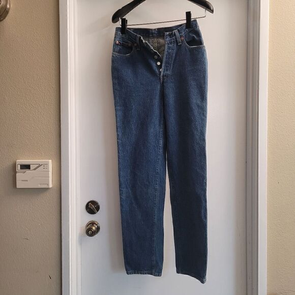 RARE Vintage 90s Levi's 501 XX Women's Jeans High Rise Tapered Leg Dark Wash 30' - Picture 3 of 8